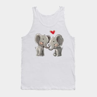 Valentine Cartoon Elephant Couple Tank Top